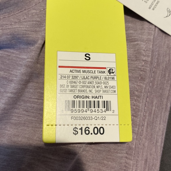NWT All In Motion Lavender Sleeveless Active Tank Top - Picture 2 of 2